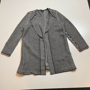 Talbots 100% Wool Sweater Cardigan Diamond Open Front Winter Layer Oversized XL